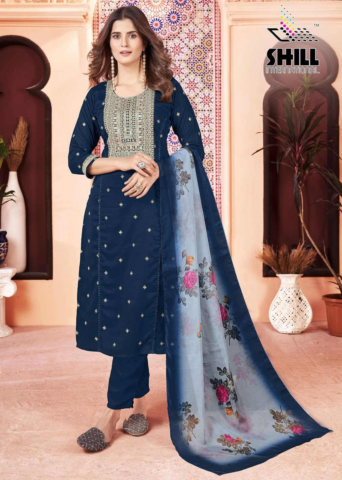 Navy Blue Straight Salwar..